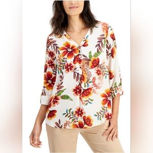 JM Collection Bianca Printed Utility Shirt